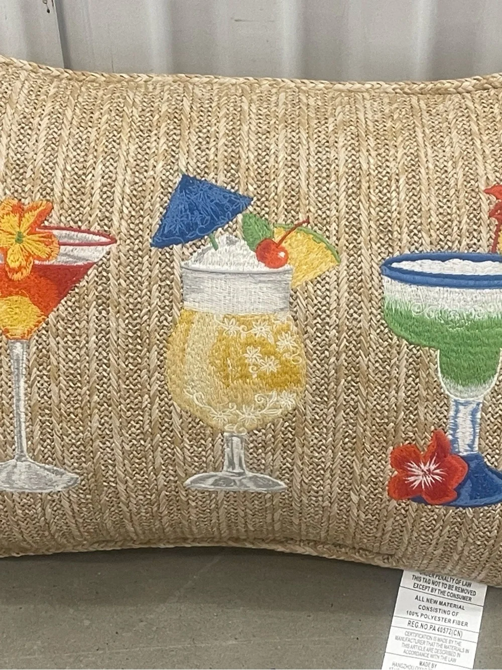 Tommy Bahama embroidered cocktails oblong indoor outdoor decorative pillow NEW